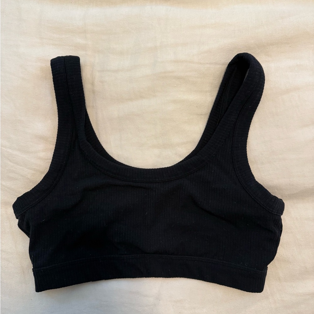ALO Yoga Black Ribbed Sports Bra